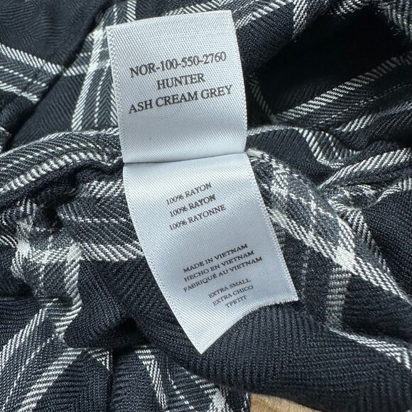 Rails NWT Hunter Button Front in Ash Cream Grey Plaid Size XS Long Sleeve Top - Picture 7 of 9